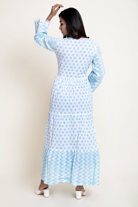 Abbaran Floral Block Print Dress 