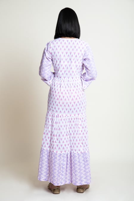 Abbaran Floral Block Print Dress 