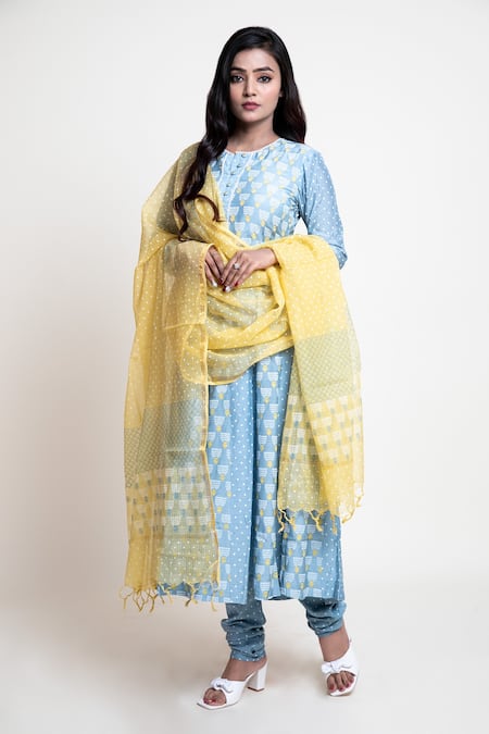 Abbaran Block Print Anarkali Set 