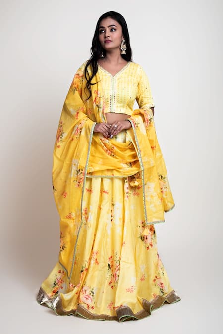 Abbaran Floral Print Lehenga Set 