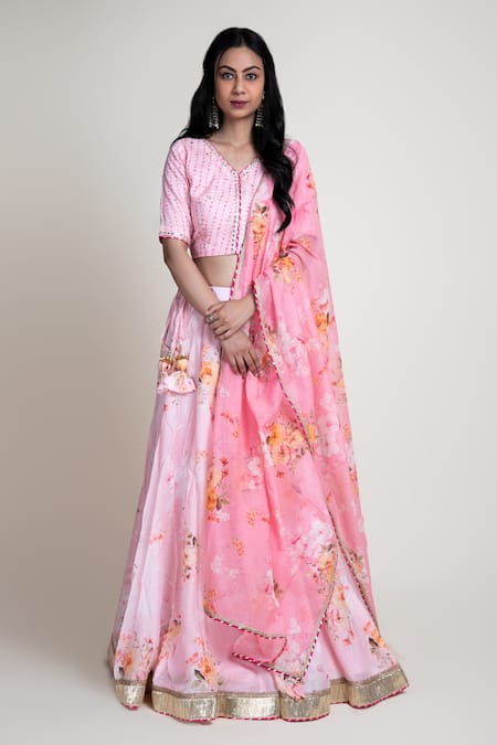 Abbaran Floral Print Lehenga Set 