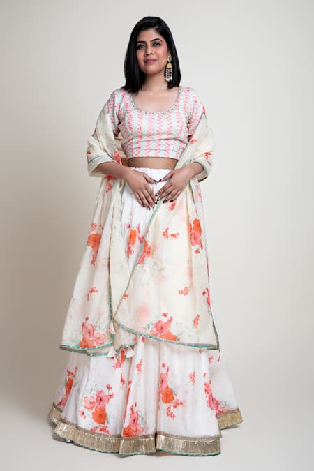 Grey Floral Printed Banglori Silk Bridal Lehenga Choli With Dupatta | Silk  lehenga, Lehenga choli, Bridal lehenga choli