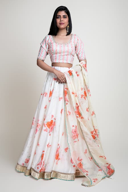 Abbaran Floral Print Lehenga Set 