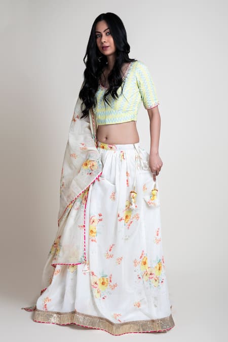 Abbaran Floral Print Lehenga Set 