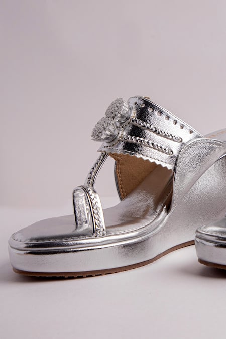 Silver platform wedges hot sale