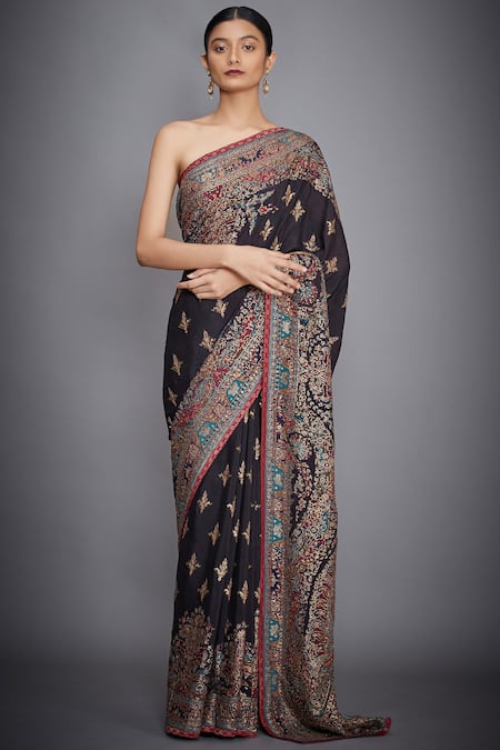 RI.Ritu Kumar Embroidered Silk Chinon Saree 