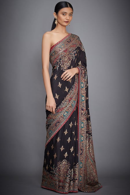 RI.Ritu Kumar Embroidered Silk Chinon Saree 