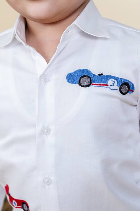 Little Boys Closet_White Cotton Embroidery Shirt_Online_at_Aza_Fashions
