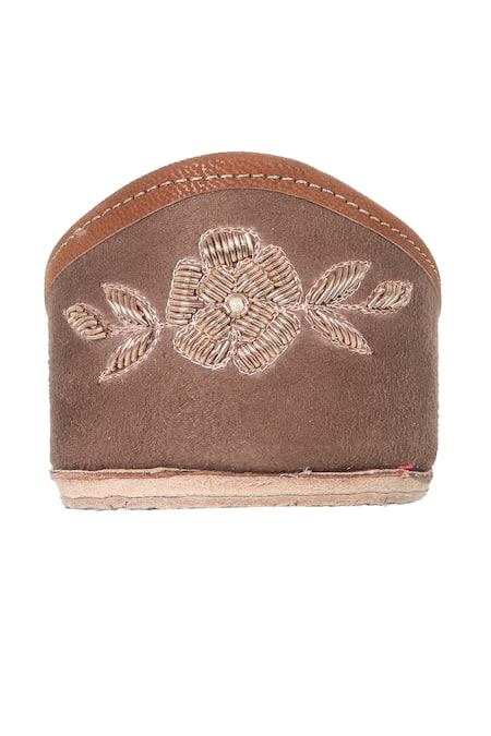 Imlee Jaipur_Brown Embroidered Zardozi Juttis _Online_at_Aza_Fashions