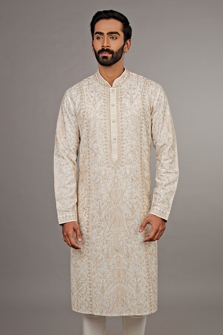 Vanshik Beige Kurta Churidar Cotton Embroidered Set Online at Aza Fashions Vanshik_Beige Kurta Churidar Cotton Embroidered Set _Online_at_Aza_Fashions