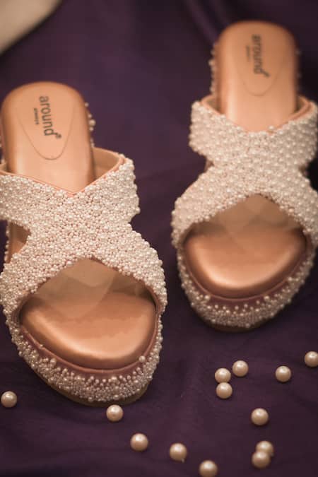 Around Always Embroidered Velvet Platform Wedges 