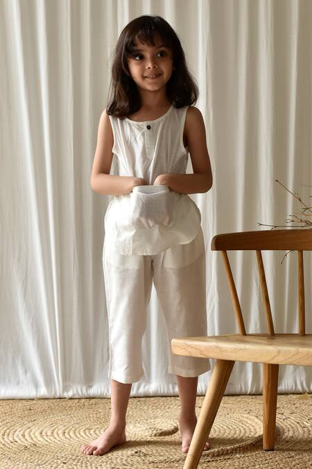Buy_Kharakapas_White 100% Cotton Milky Way Pant Set_Online_at_Aza_Fashions
