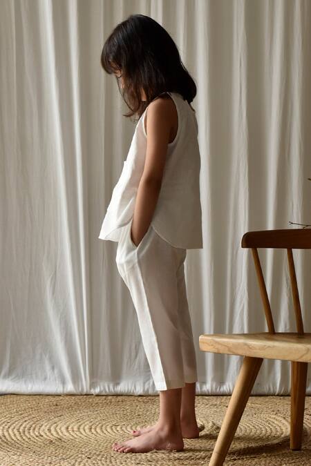 Shop_Kharakapas_White 100% Cotton Milky Way Pant Set_Online_at_Aza_Fashions