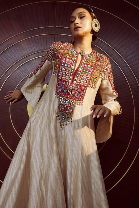 Buy_Tarun Tahiliani_White Churidar-stretch Net, Dupatta-brocade, Cotton Kalidar Kurta Set_Online_at_Aza_Fashions