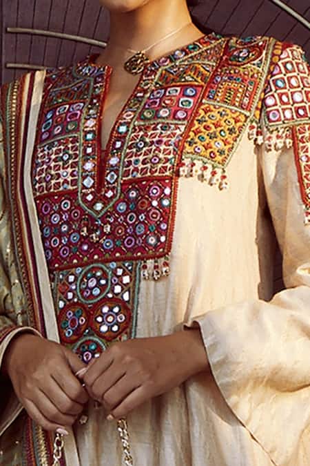 Shop_Tarun Tahiliani_White Churidar-stretch Net, Dupatta-brocade, Cotton Kalidar Kurta Set_Online_at_Aza_Fashions