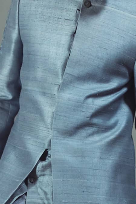 Buy_Mitesh Lodha_Grey Raw Silk Sherwani_Online_at_Aza_Fashions