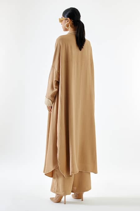 Buy_Echostudio_Beige Crepe Flared Pant _Online_at_Aza_Fashions