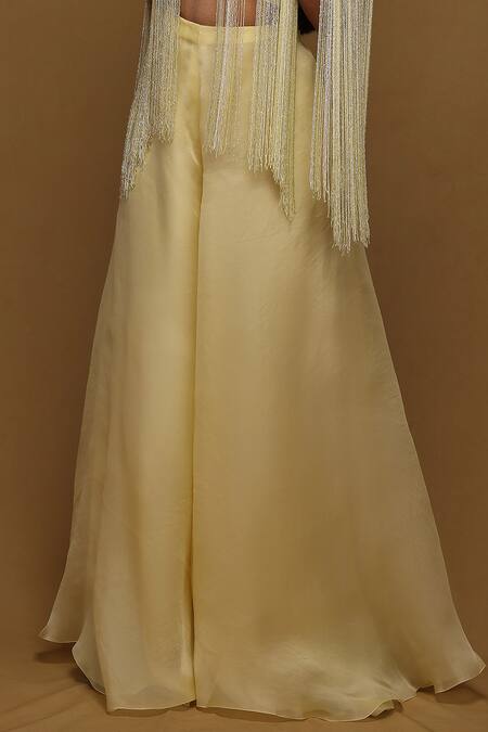 Shriya Som Yellow Organza Flared Pant Online at Aza Fashions Shriya Som_Yellow Organza Flared Pant _Online_at_Aza_Fashions