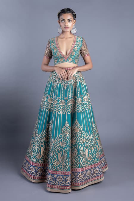 Abhishek Gupta Embroidered Blouse & Lehenga Set 