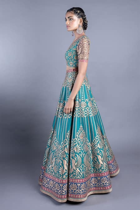 Abhishek Gupta Embroidered Blouse & Lehenga Set 