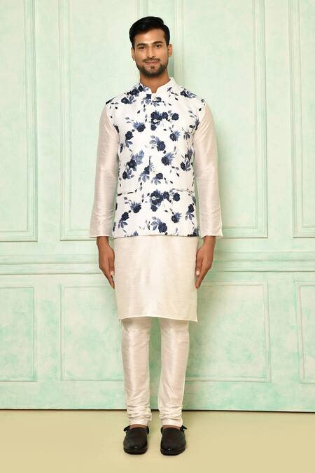 Shop Arihant Rai Sinha White Jersey Embroidery Floral Jute Nehru Jacket Online at Aza Fashions Shop_Arihant Rai Sinha_White Jersey Embroidery Floral Jute Nehru Jacket_Online_at_Aza_Fashions