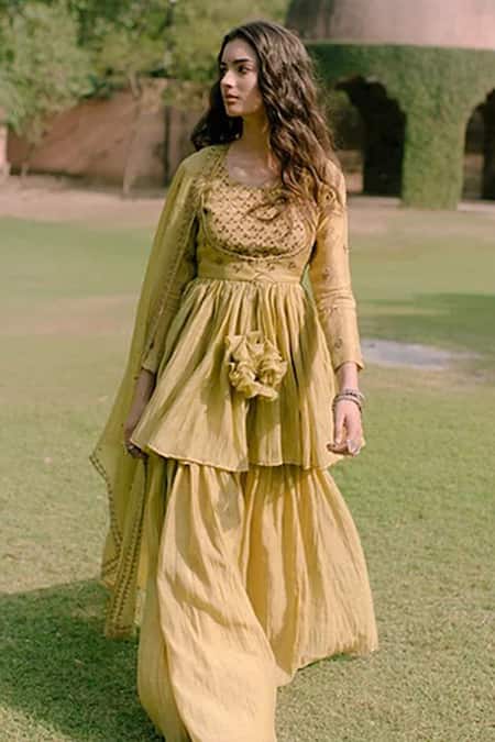 Astha Narang Chanderi Kurta Sharara Set 