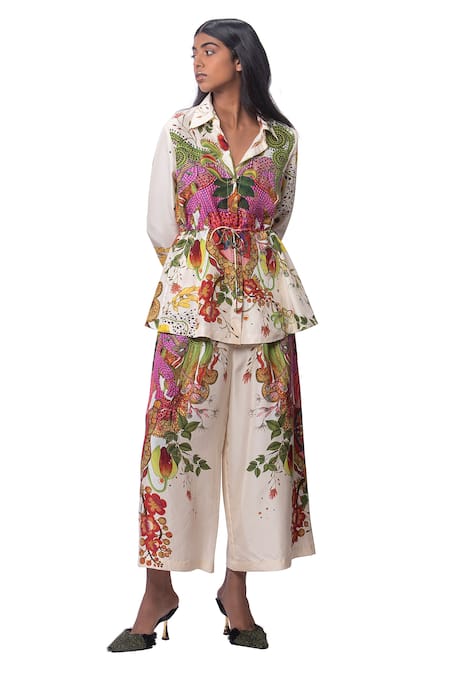 AK-OK Floral Print Shirt & Culottes Set 