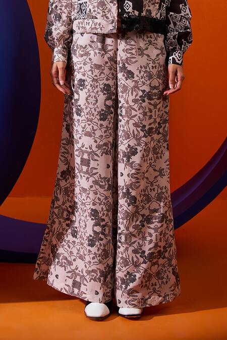 Buy The Dramebaaz CO Black Muslin Sequins Collared, V-neck Abstract Print Jacket And Pant Set Online at Aza Fashions Buy_The Dramebaaz CO_Black Muslin Sequins Collared, V-neck Abstract Print Jacket And Pant Set _Online_at_Aza_Fashions