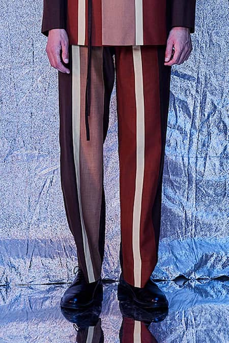 Buy_Line Out Line_Brown Cotton Solid Multi-paneled Pant_Online_at_Aza_Fashions