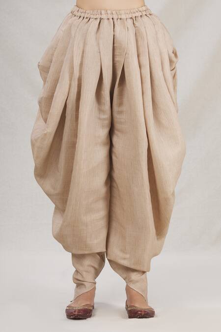 Shop_Naintara Bajaj_Beige Silk Georgette Embroidered Kurta And Dhoti Pant Set_Online_at_Aza_Fashions