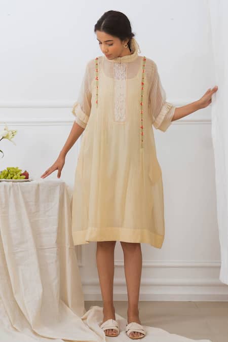 Dhaari Handwoven Mandarin Collar Dress 