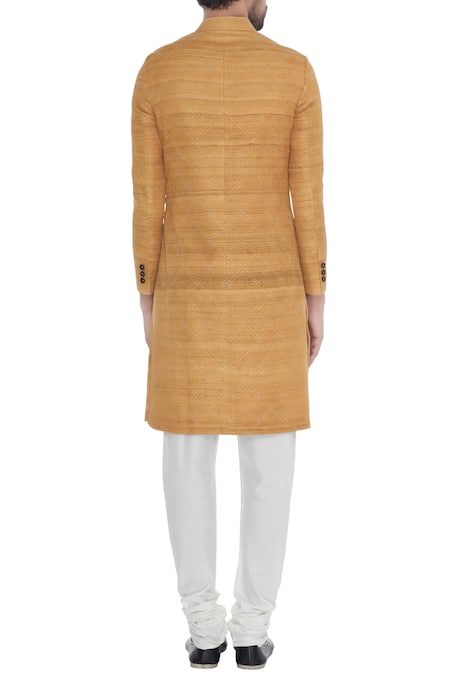 Khanijo Mango handloom silk kantha chequered achkan 