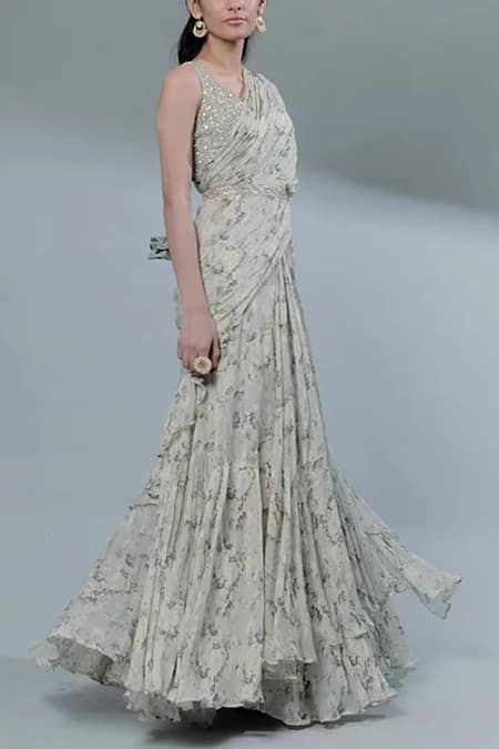 Astha Narang Printed Pre-Draped Saree with Blouse 