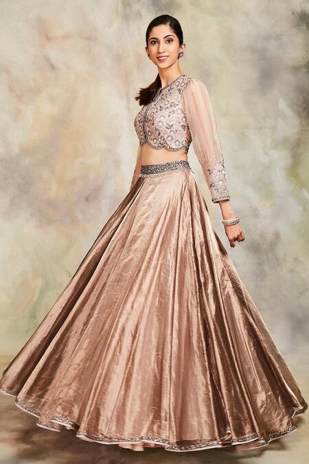 Buy Sue Mue Grey Tissue And Raw Silk Round Embroidered Lehenga Set Online at Aza Fashions Buy_Sue Mue_Grey Tissue And Raw Silk Round Embroidered Lehenga Set _Online_at_Aza_Fashions