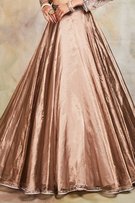 Sue Mue Grey Tissue And Raw Silk Round Embroidered Lehenga Set at Aza Fashions Sue Mue_Grey Tissue And Raw Silk Round Embroidered Lehenga Set _at_Aza_Fashions