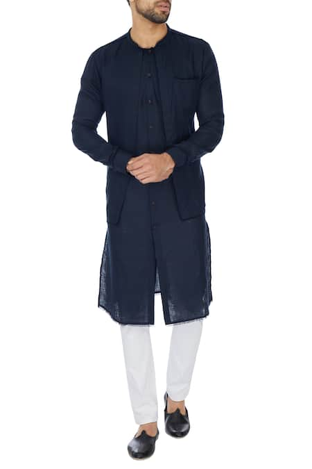 Khanijo Linen Jacket Layered Kurta 