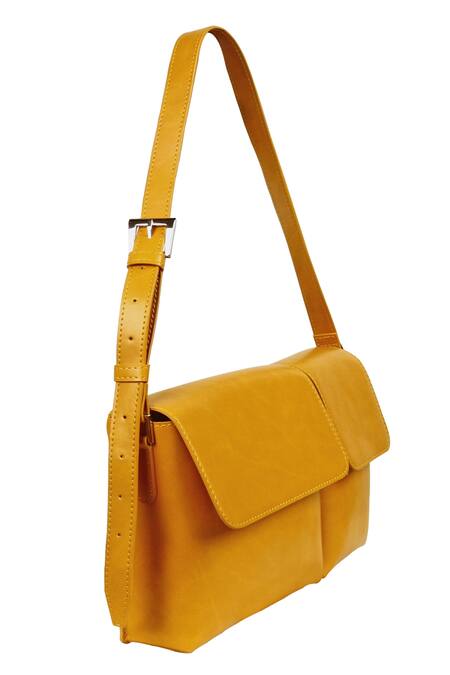 The House Of Ganges_Yellow Stormi Vegan Leather Sling_Online_at_Aza_Fashions