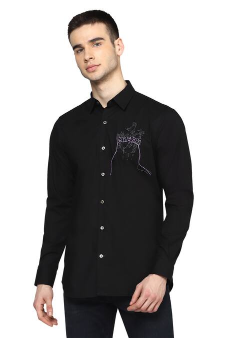 Noonoo Black Giza Cotton Shirt Online at Aza Fashions Noonoo_Black Giza Cotton Shirt _Online_at_Aza_Fashions