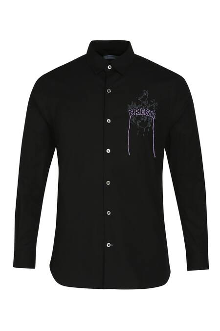 Shop Noonoo Black Giza Cotton Shirt Online at Aza Fashions Shop_Noonoo_Black Giza Cotton Shirt _Online_at_Aza_Fashions