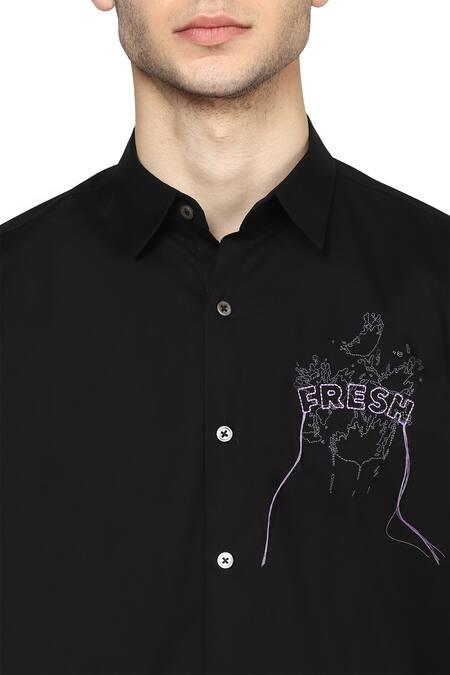 Noonoo Black Giza Cotton Shirt at Aza Fashions Noonoo_Black Giza Cotton Shirt _at_Aza_Fashions