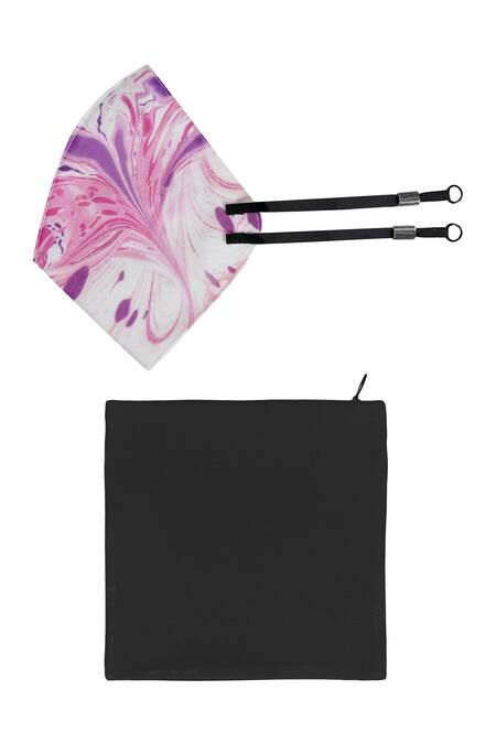 Shop Limerick By Abirr N' Nanki White Marble Print Mask Single Pc Online at Aza Fashions Shop_Limerick By Abirr N' Nanki_White Marble Print Mask Single Pc_Online_at_Aza_Fashions