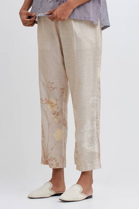 Buy_Bhavik Shah_Purple Handloom Cotton Handwoven Foliage Pattern Sleeveless Top With Pant_Online_at_Aza_Fashions