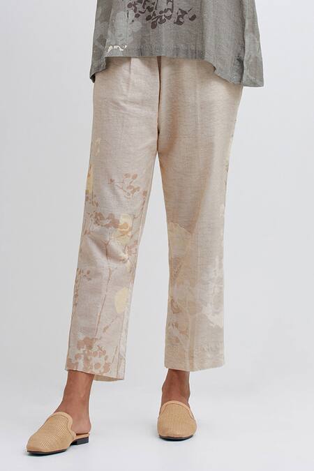 Bhavik Shah_Green Handloom Cotton Embroidery Handwoven Abstract Pattern Top And Pant Set_at_Aza_Fashions