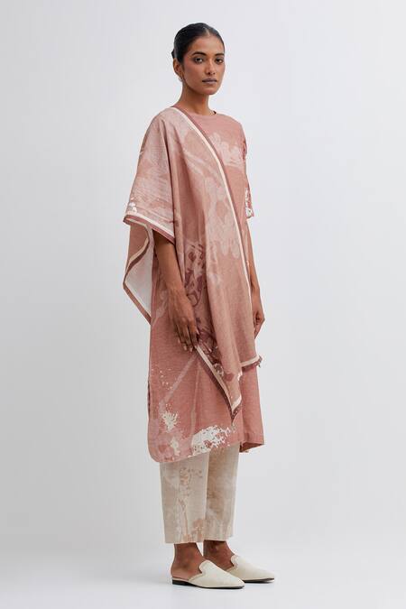 Buy Bhavik Shah Brown Handloom Cotton Applique Round Neck Foliage Pattern Kurta Pant Set Online at Aza Fashions Buy_Bhavik Shah_Brown Handloom Cotton Applique Round Neck Foliage Pattern Kurta Pant Set_Online_at_Aza_Fashions