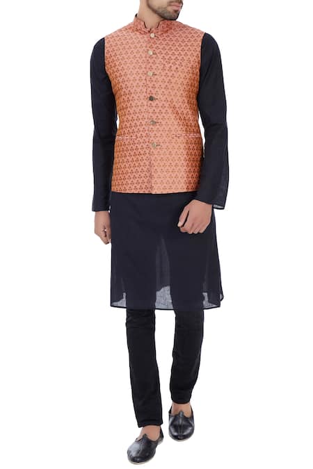 Vavci Floral Textured Nehru Jacket 