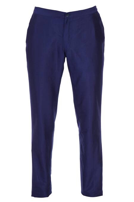 PERIWINKLE SILK TROUSERS – PETITE-THE-BRAND