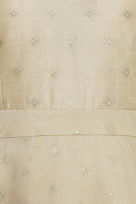 Nazaakat By Samara Singh_Beige Banarasi Silk Anarkali With Dupatta_at_Aza_Fashions