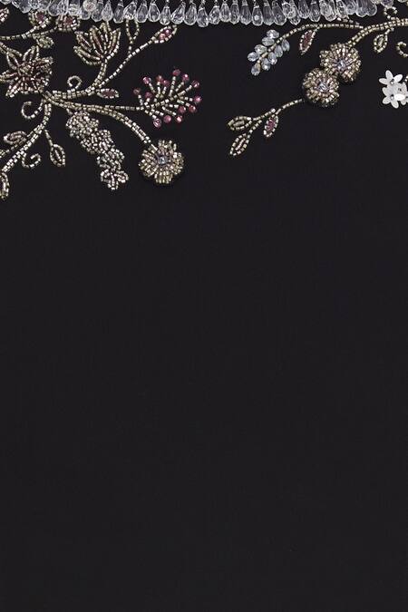 Pooja Peshoria_Black Round Asymmetric Tunic Pant Set _at_Aza_Fashions