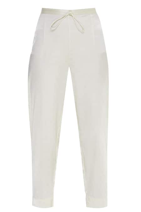 Shop_Manasi Sengupta_Green Band Collar Embroidered Kurta Set  _Online_at_Aza_Fashions