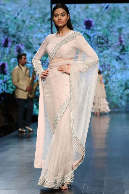 Anushree Reddy White Embroidered Saree With Blouse